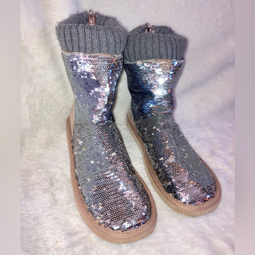 Victoria’s Secret Pink sequin silver boots